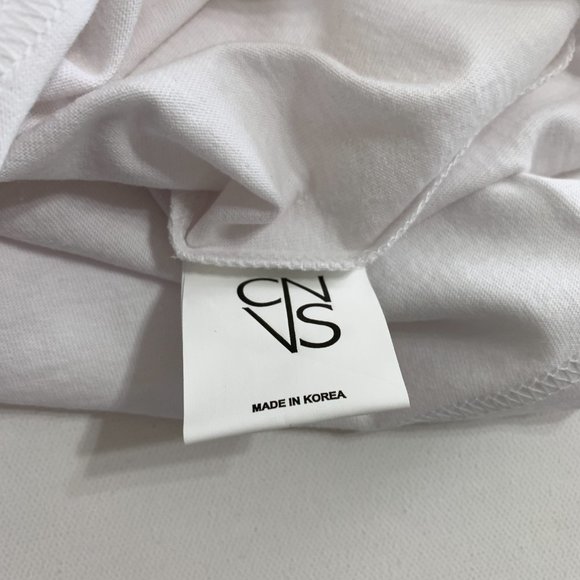 CNVS Neon Logo Print White T Shirt Crew Neck Made in Korea NWT Size M Cotton - Picture 5 of 11